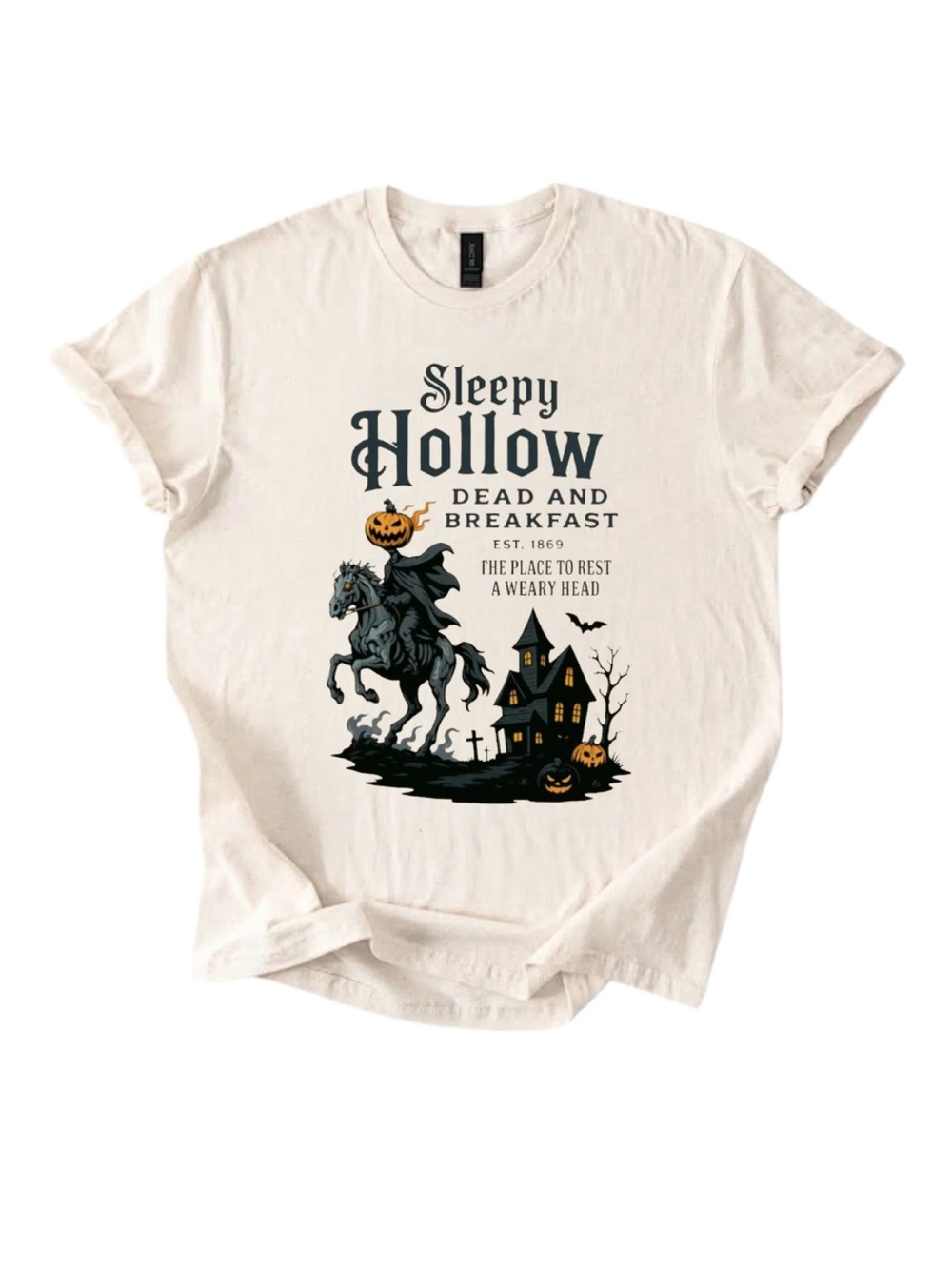 Gildan Sleepy Hollow and Breakfast Graphic Tee - Cream